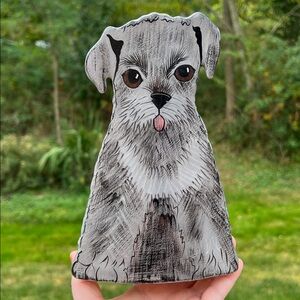 Dogs By Nina Lyman Handpainted Schnauzer Puppy Dog Ceramic Vase Figure Statue